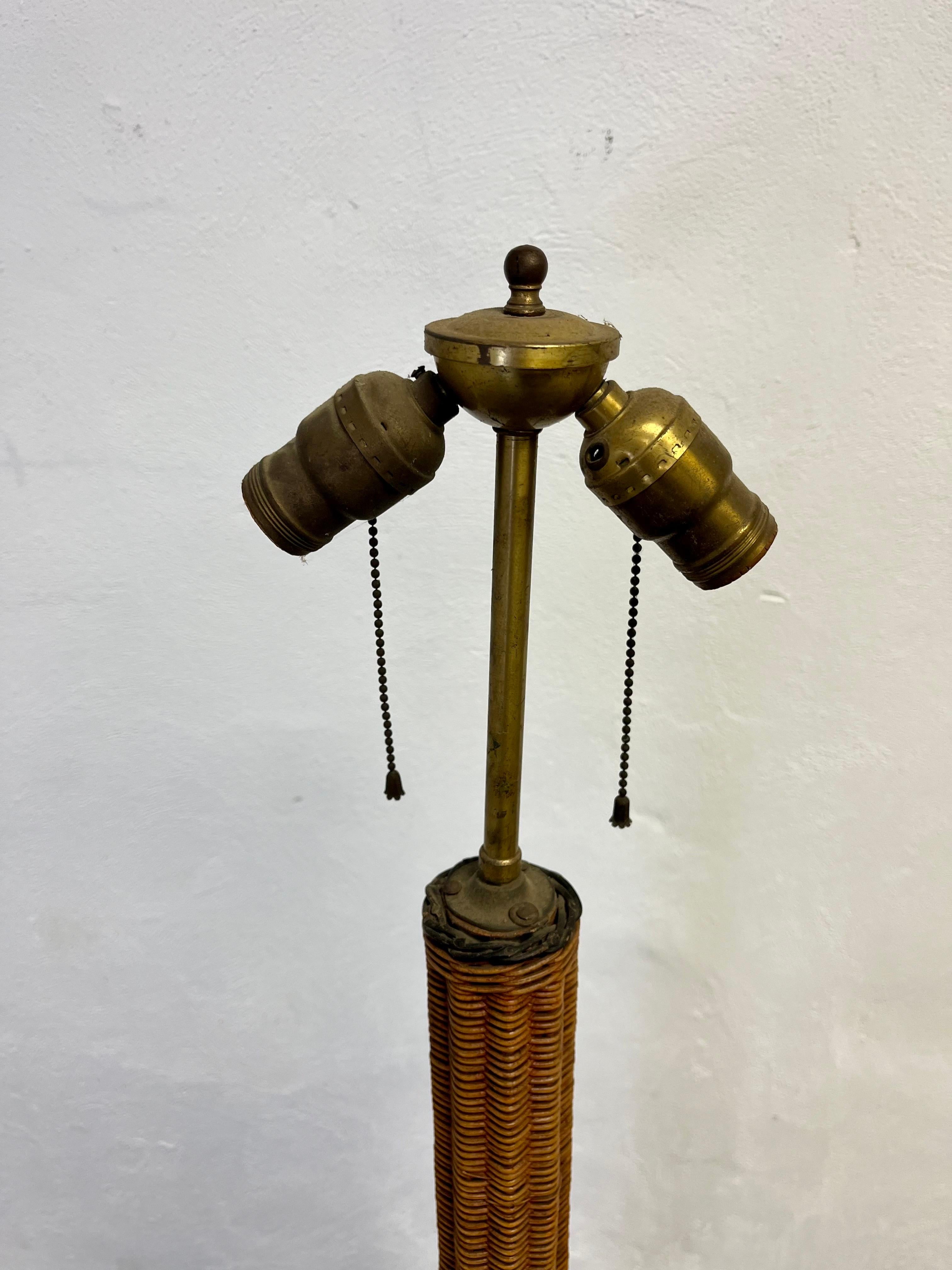 Art Deco Wicker Floor Lamp For Sale 3