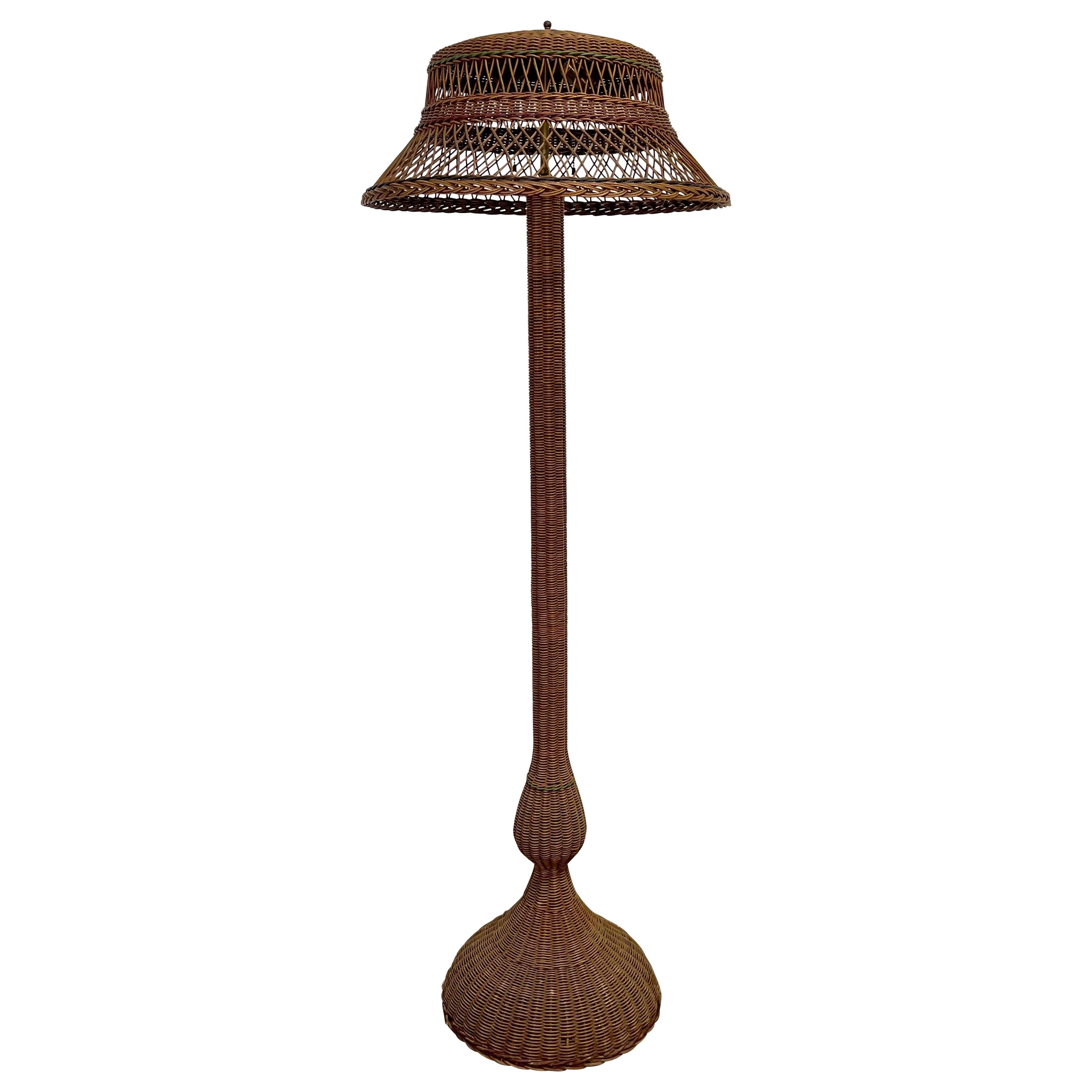 Art Deco Wicker Floor Lamp