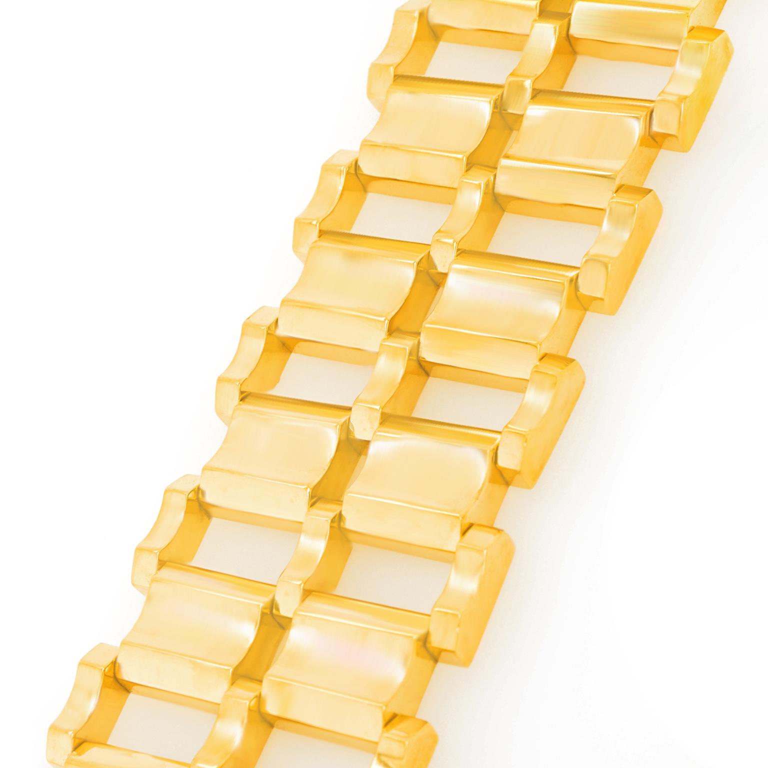 Art Deco Wide Gold Bracelet 2