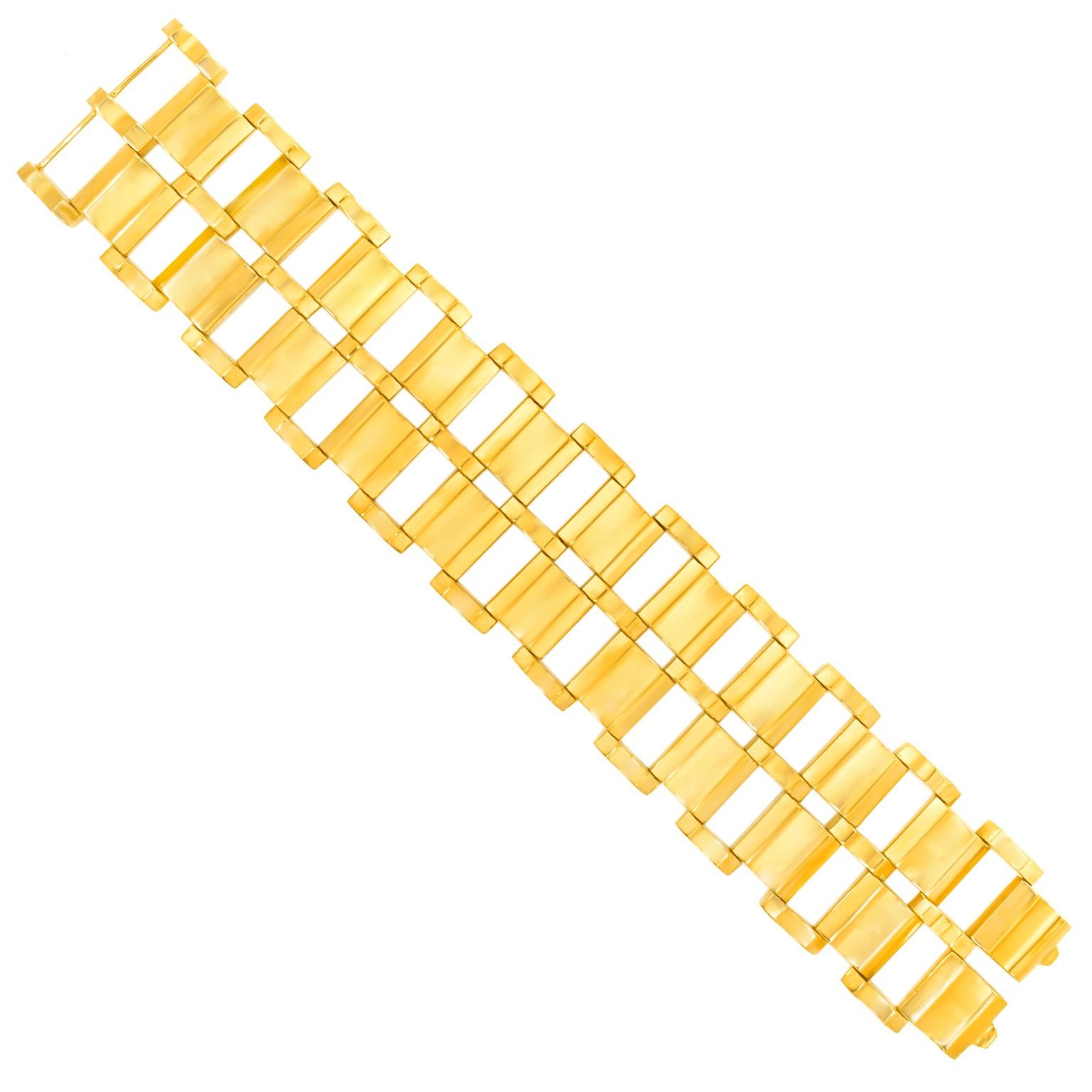 Art Deco Wide Gold Bracelet 4