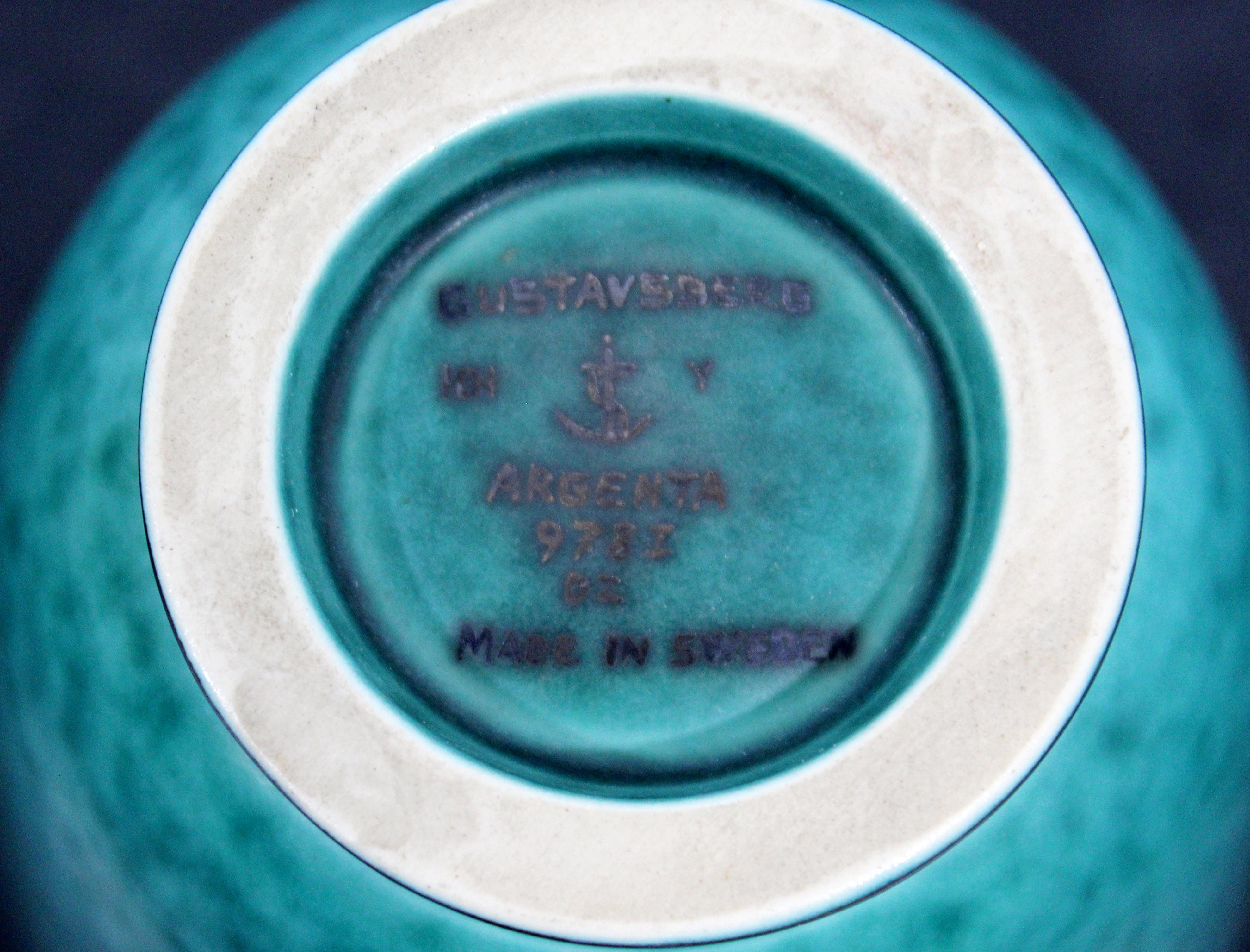 Art Deco Wilhelm Kage Gustavsberg Argentina Signed Ceramic Vase Silver Overlay 3