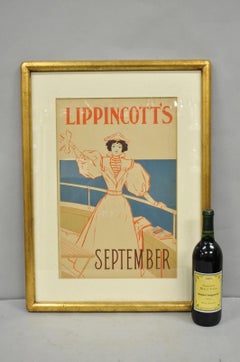 Art Deco Will Carqueville Lippincott's "September" Framed Lithograph Print