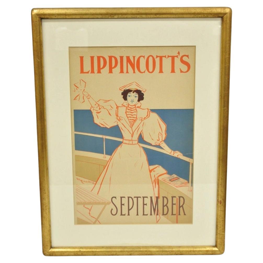 Art Deco Will Carqueville Lippincott's "September" Framed Lithograph Print