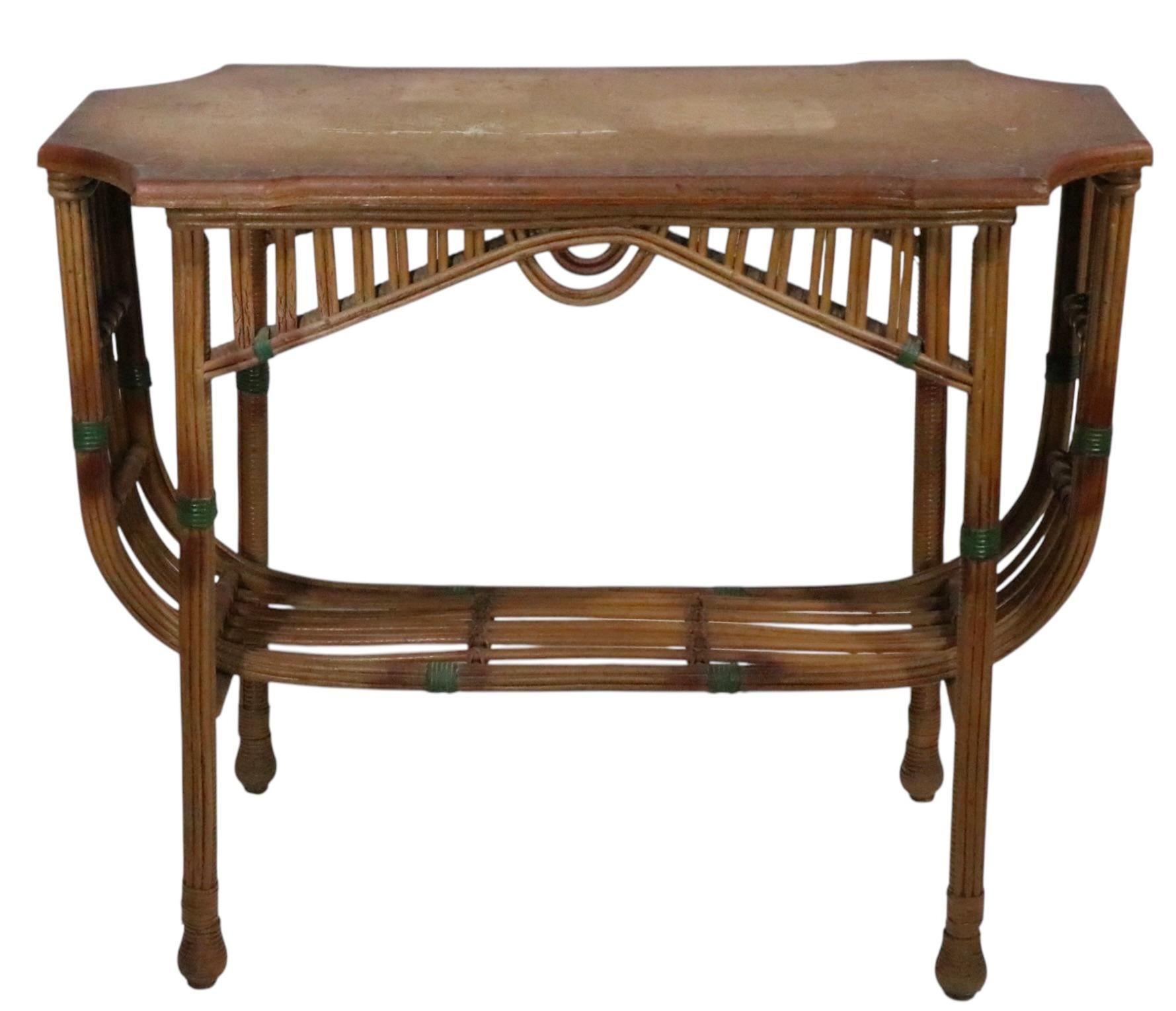 Art déco Console crayon en saule Art Déco par The Niagara Reedcraft Co. 1920/30s en vente