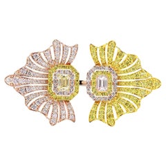 Art Deco Winged Fancy Color Natural Diamond Ring in 18k massivem Gold (zertifiziert)