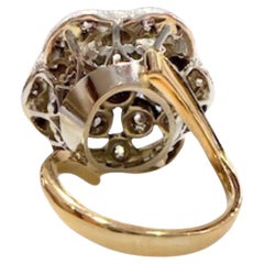 Art Deco with 0.84ct Diamonds & 0.20ct Emerald in 18k Gold & 925 Silver Ring