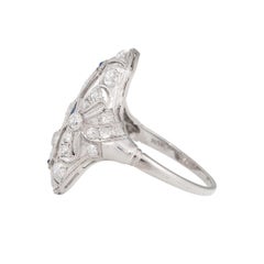Art Deco with Diamonds and Sapphires Platinum Ring