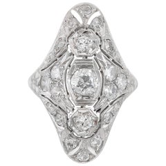 Art Deco with Filigree and Diamonds Ring