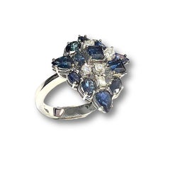 Art Deco with Sapphires and Diamonds 18k Gold Ring