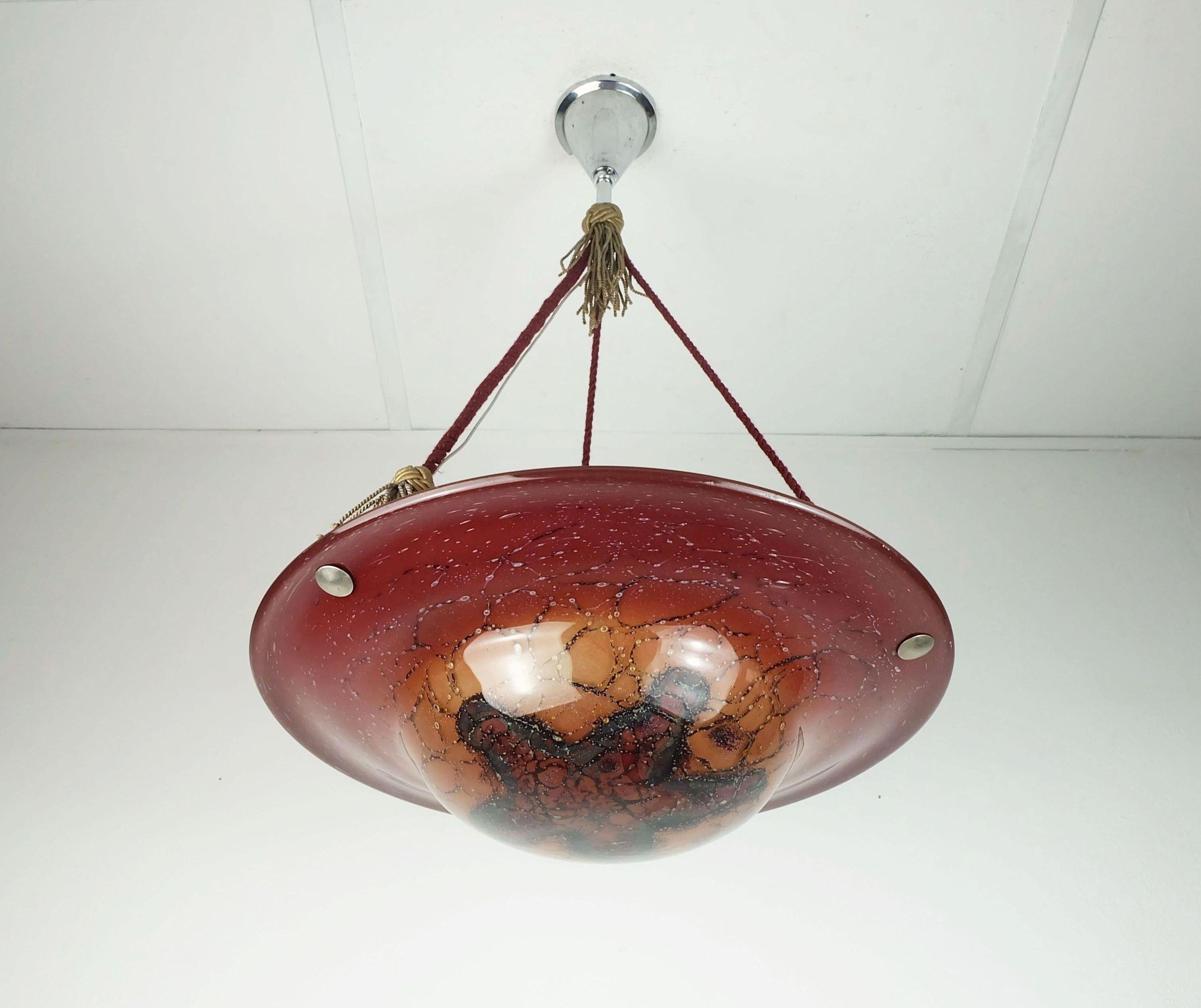 art deco WMF Ikora PENDANT LIGHT ikoraglass 1930s avantgarde design In condizioni buone in vendita a Mannheim, DE
