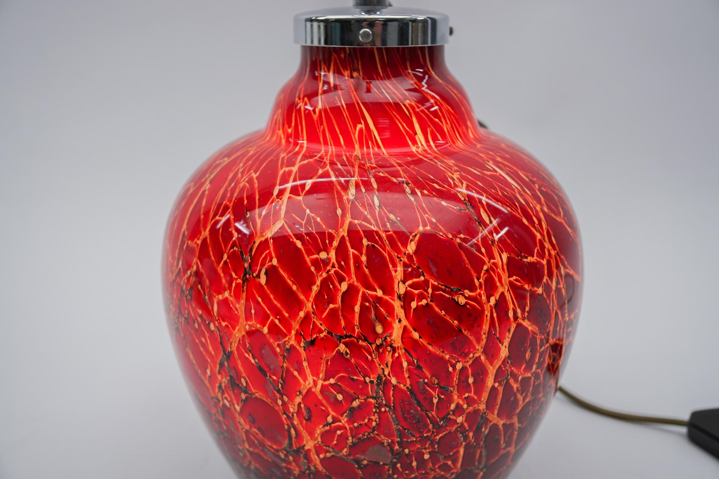 Art Deco WMF Ikora Red Glass Table Lamp, 1930s Germany For Sale 4