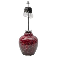 Art Deco WMF Ikora Red Glass Table Lamp, 1930s Germany