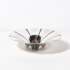 Art Deco WMF Ikora Textural Silver Plated Bowl W/ Jet Black Linear Detailing