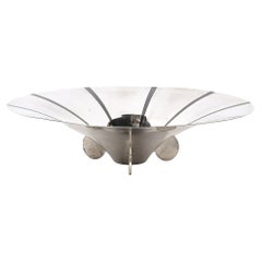 Tazón Art Decó WMF Ikora Texturizado Plateado Con Detalles Lineales Negro Azabache