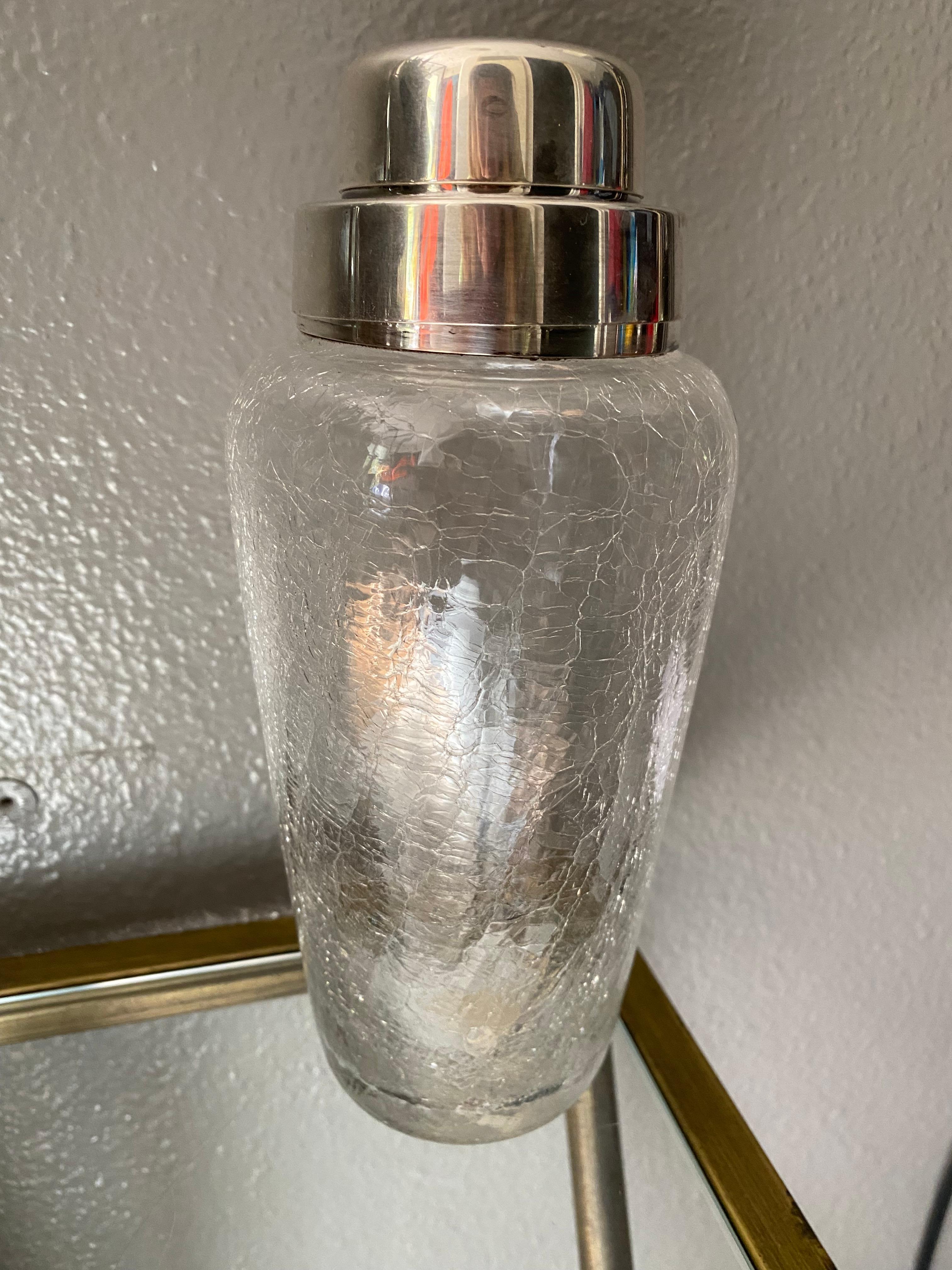 German Art Deco WMF Silver-Plated and Glass Cocktail Shaker For Sale