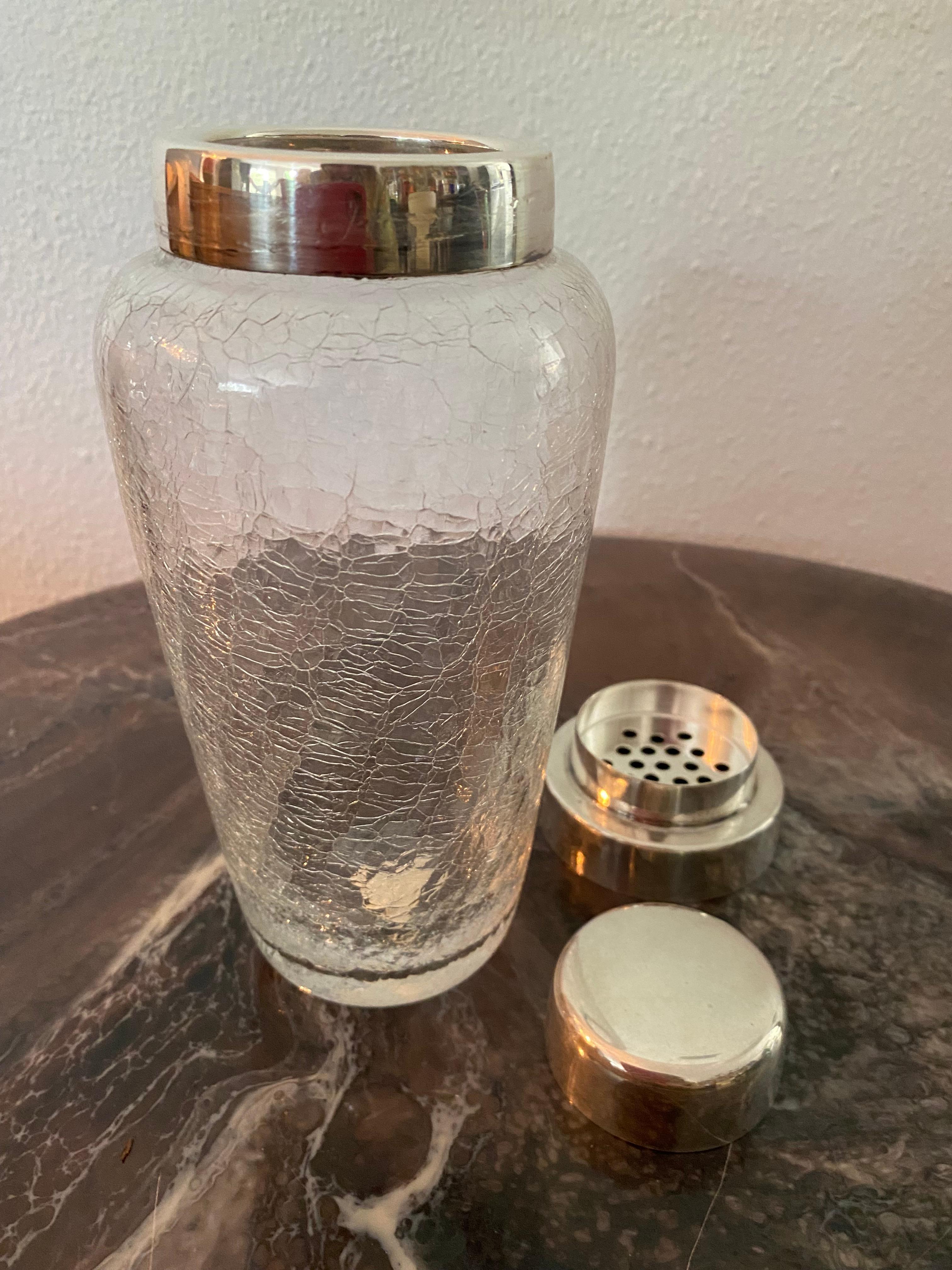 Mid-20th Century Art Deco WMF Silver-Plated and Glass Cocktail Shaker For Sale