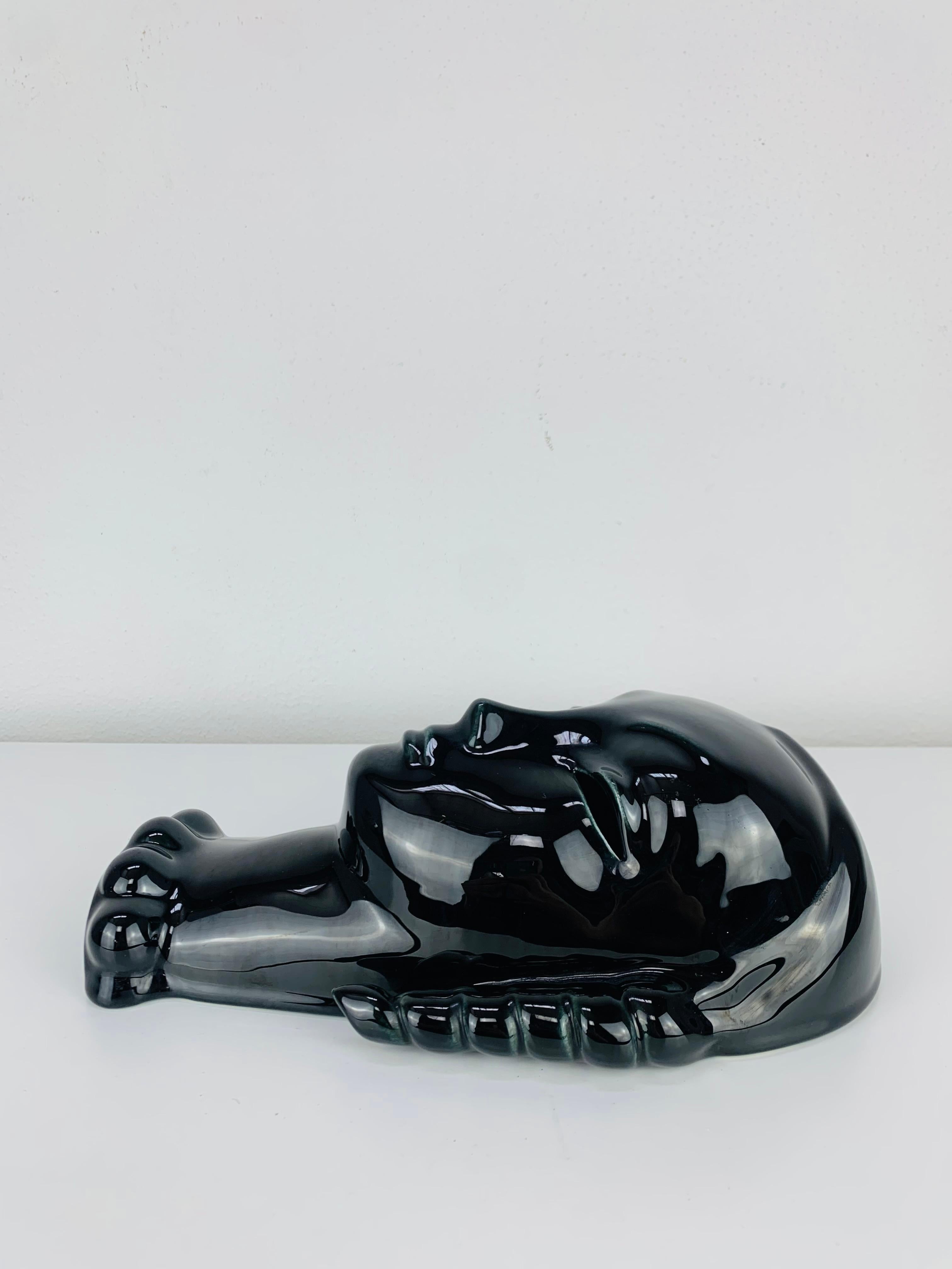 Figura di donna Art Déco in ceramica nera, di Eduard Hermanutz per Villeroy & Boch in vendita 1