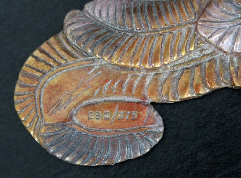 Art Deco Woman in Feather Gown Bronze Table Sculpture Signed Erte at