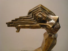 Art Deco Women Car Mascot, Hood Ornament Sculpture, France, 1930, D.I.M. Cubist