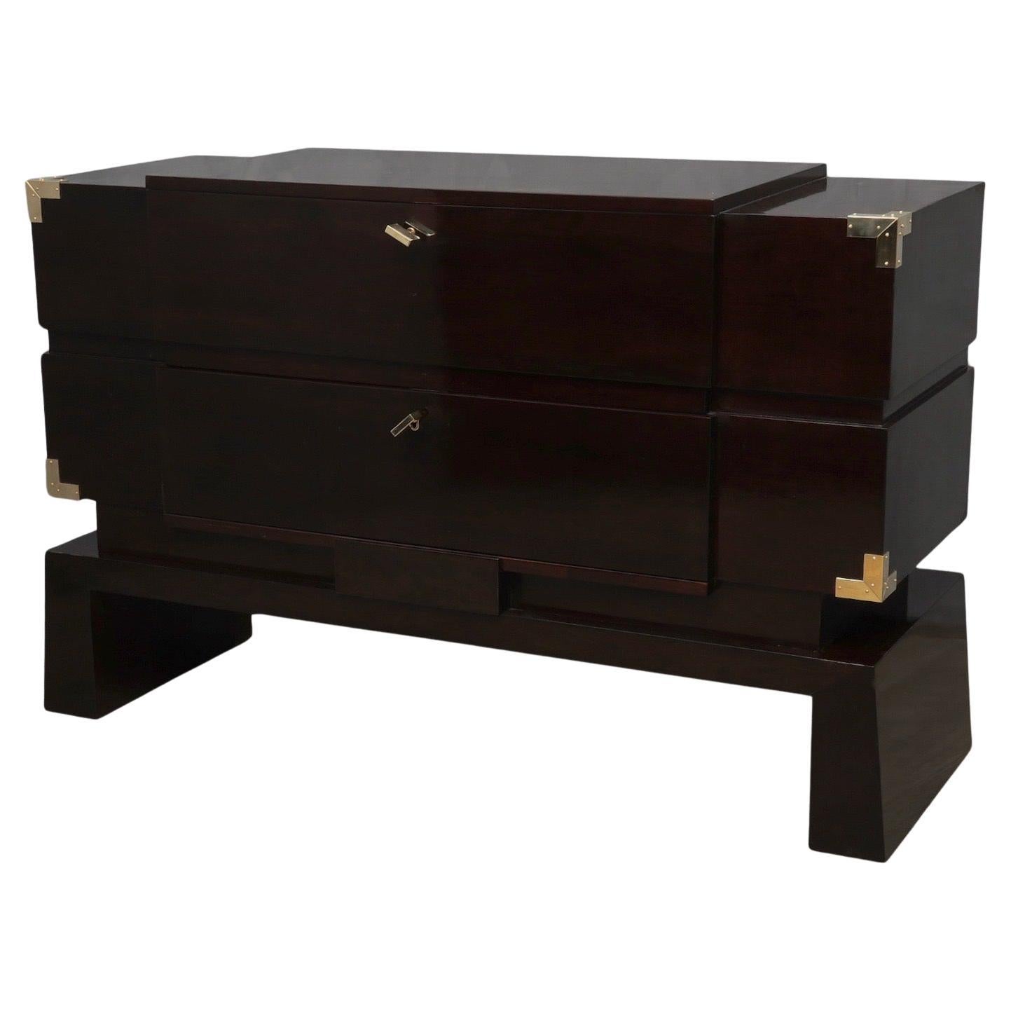 Art Deco Wood and Brass Italian Commodes and Chests of Drawers, 1950