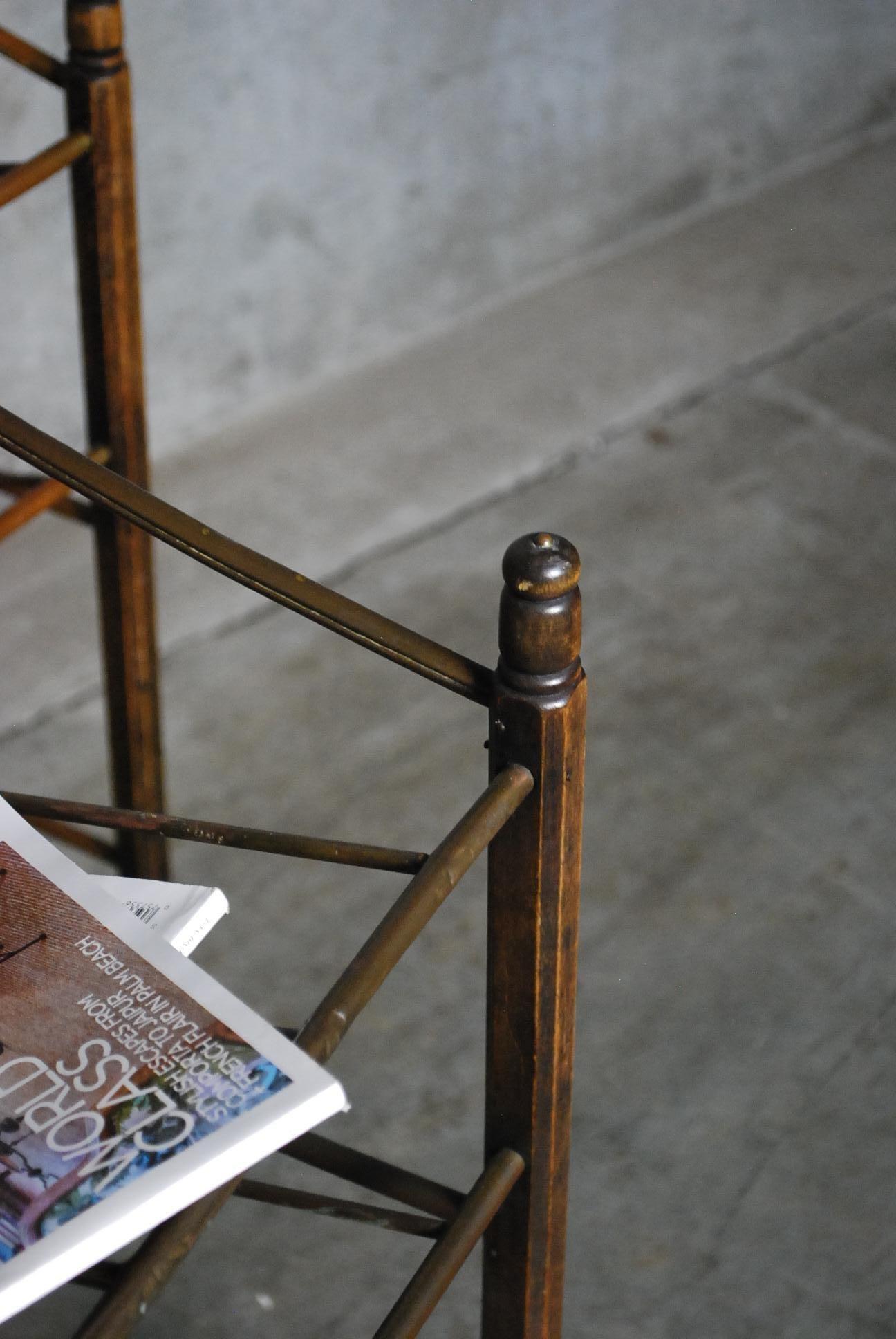 Art Deco Wood and Brass Magazine Stand on Wheels by Ernst Rockhausen & Söhne In Good Condition In Surrey, BC