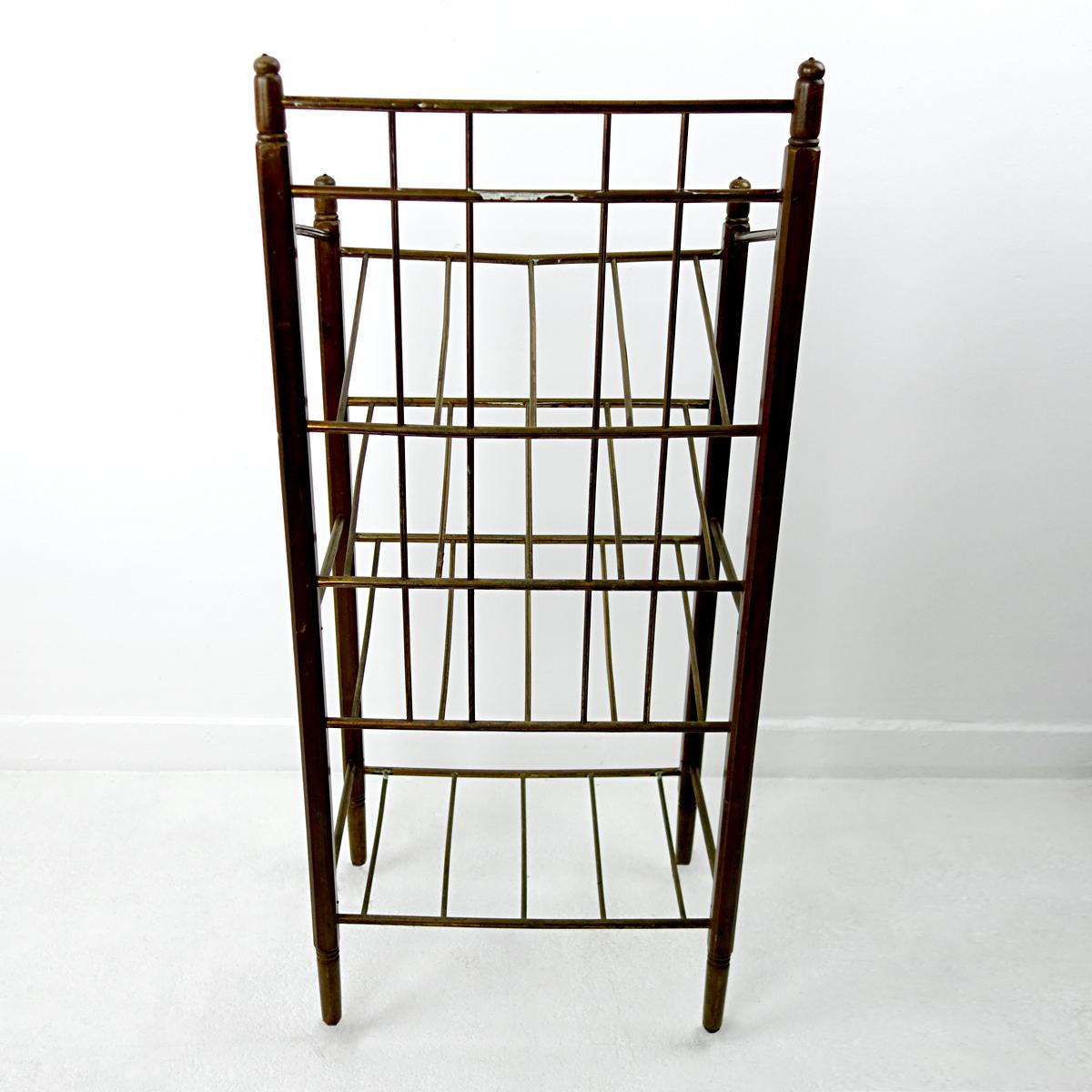 20th Century Art Deco Wood and Brass Magazine Stand by Ernst Rockhausen & Söhne For Sale