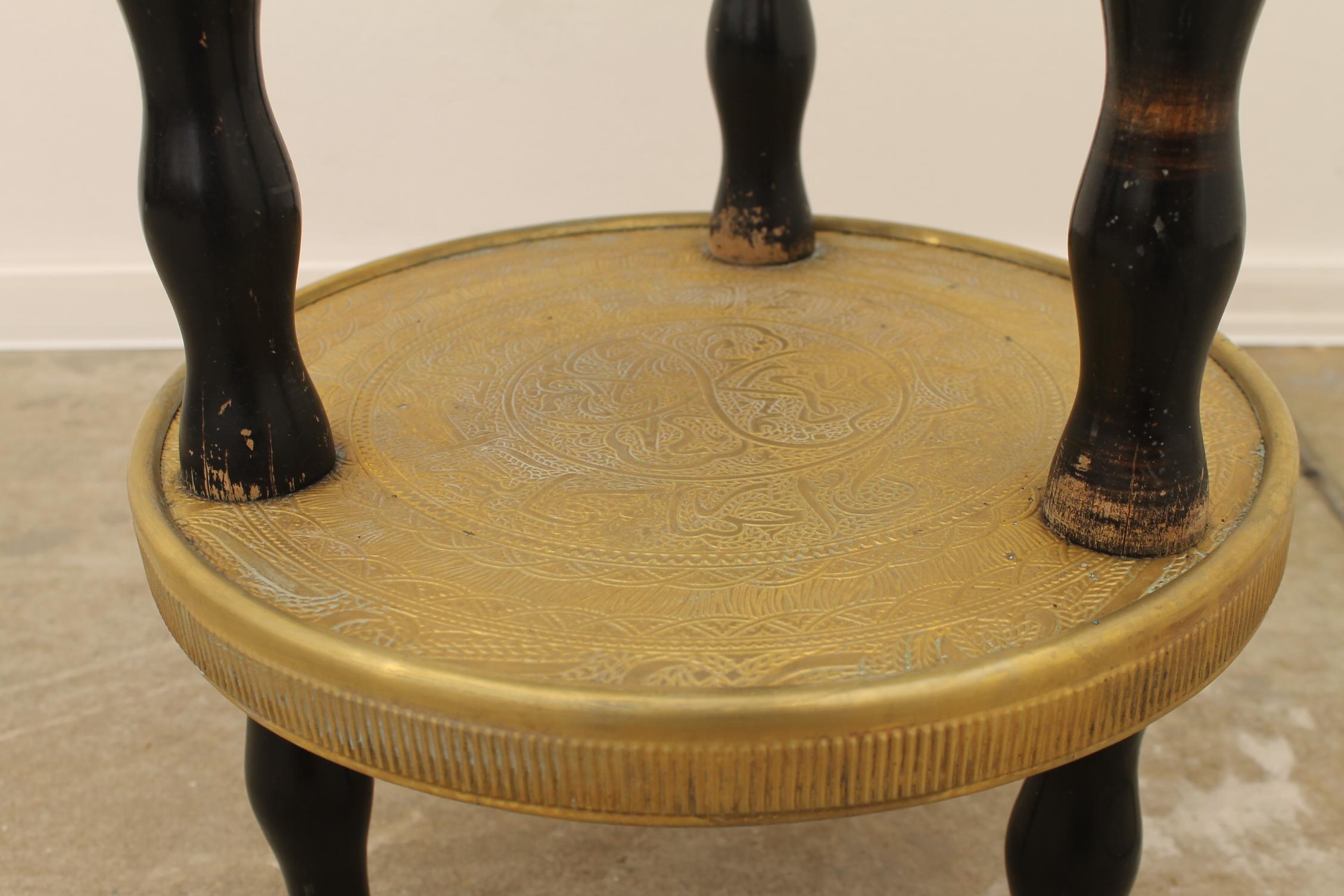 Art Deco Wood and Brass Round Side Table, Bohemia, 1930s For Sale 6