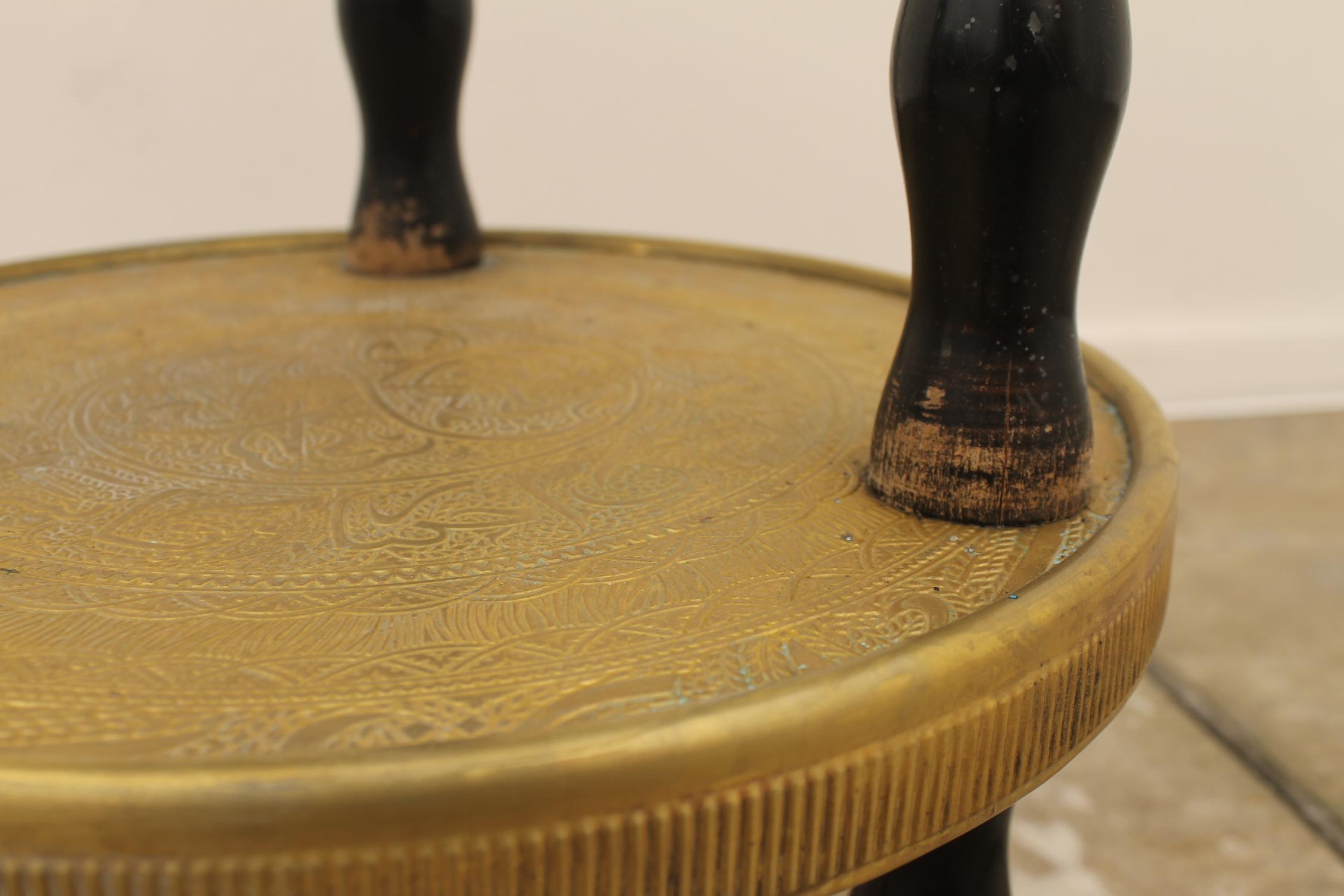 Art Deco Wood and Brass Round Side Table, Bohemia, 1930s For Sale 7