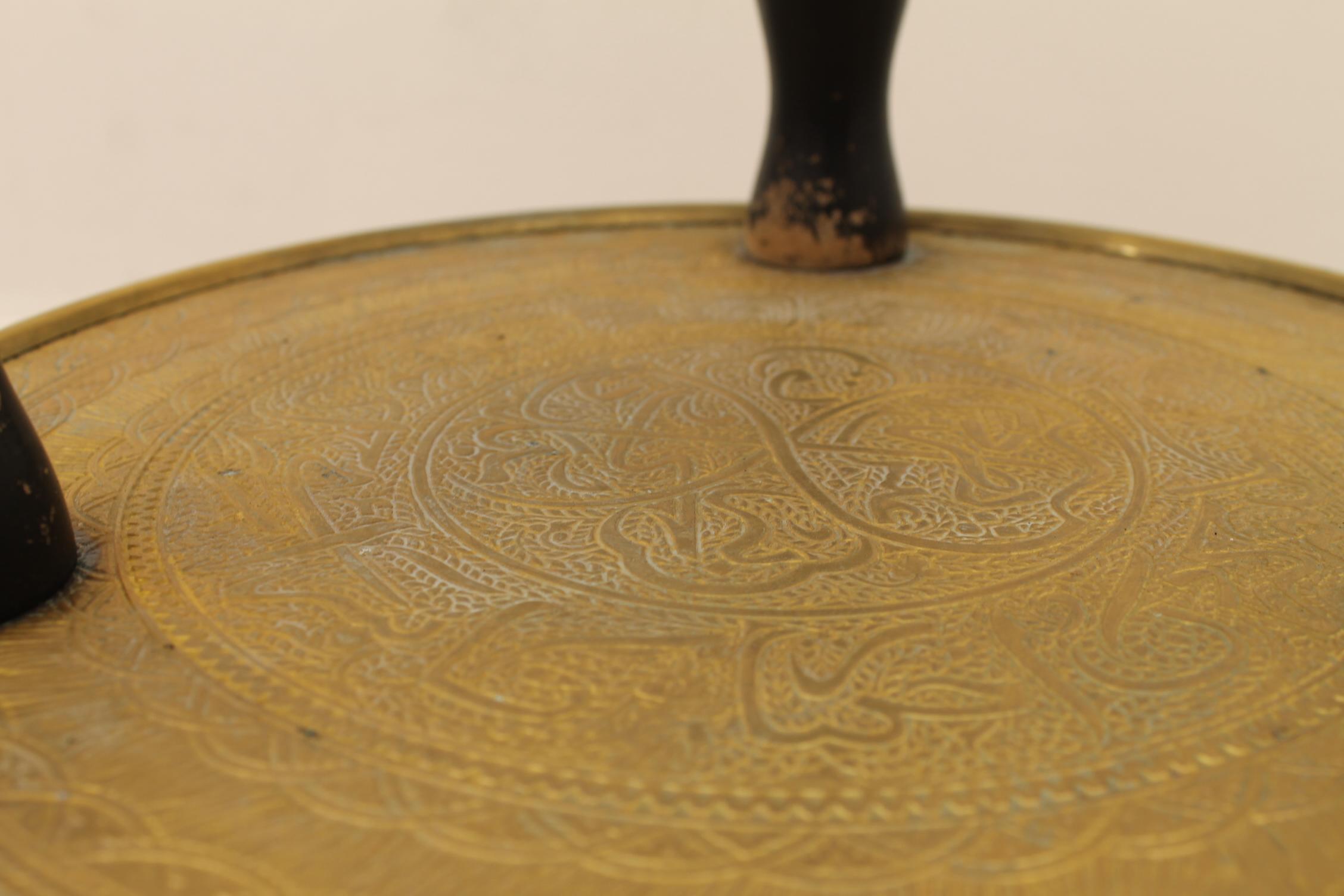 Art Deco Wood and Brass Round Side Table, Bohemia, 1930s For Sale 8