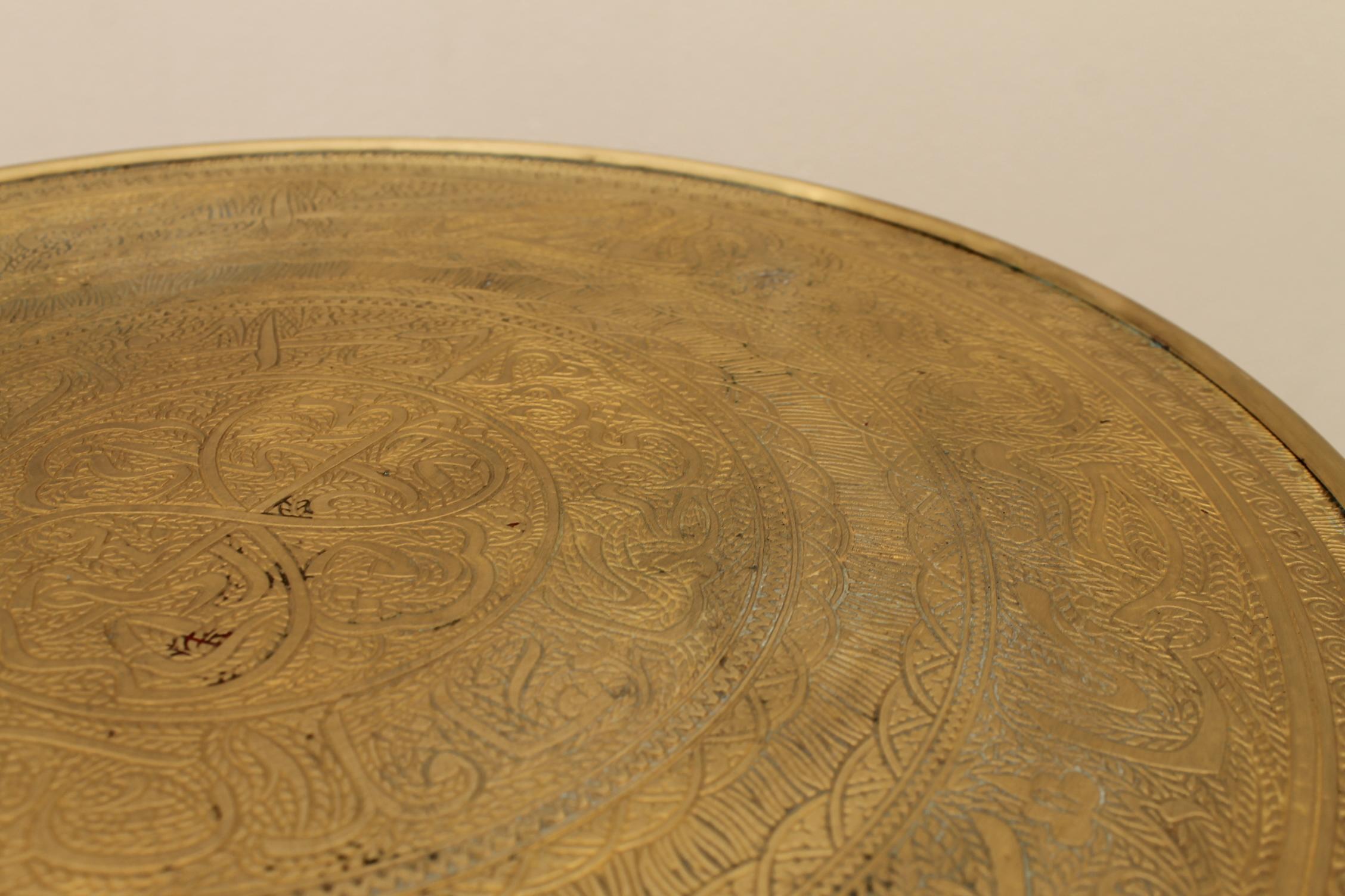Art Deco Wood and Brass Round Side Table, Bohemia, 1930s For Sale 3