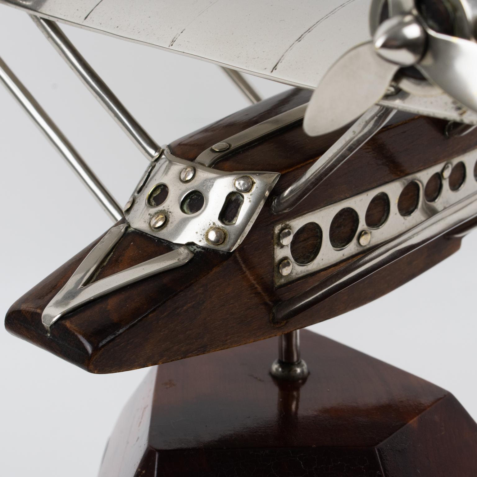 Art Deco Wood and Chrome Airplane SeaPlane Aviation Model, France 1940s For Sale 7