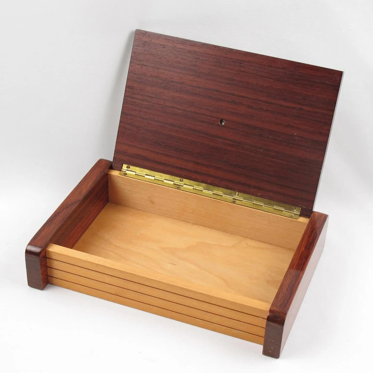 Art-Déco-Schachtel aus Holz und Chrom, Frankreich 1930er Jahre (Mitte des 20. Jahrhunderts) im Angebot