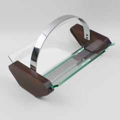 Dekorativer Schale aus Holz und Chrom im Art déco-Stil mit Tafelaufsatz in Schale, Frankreich 1930er Jahre