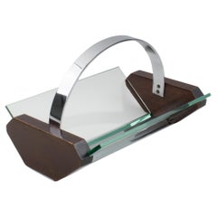 Dekorativer Schale aus Holz und Chrom im Art déco-Stil mit Tafelaufsatz in Schale, Frankreich 1930er Jahre