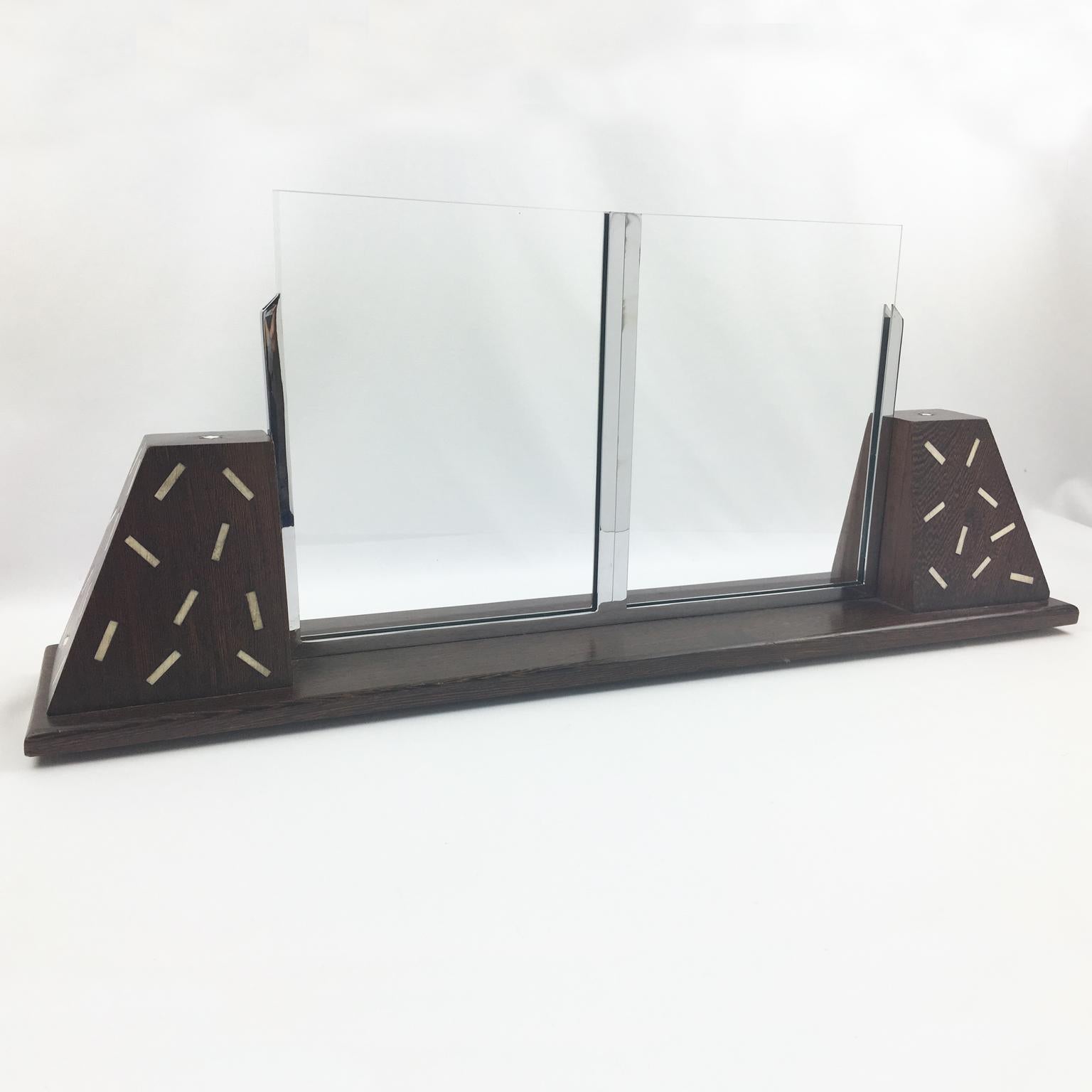 Art Deco Wood and Chrome Double View Picture Frame, France 1930s For Sale 2
