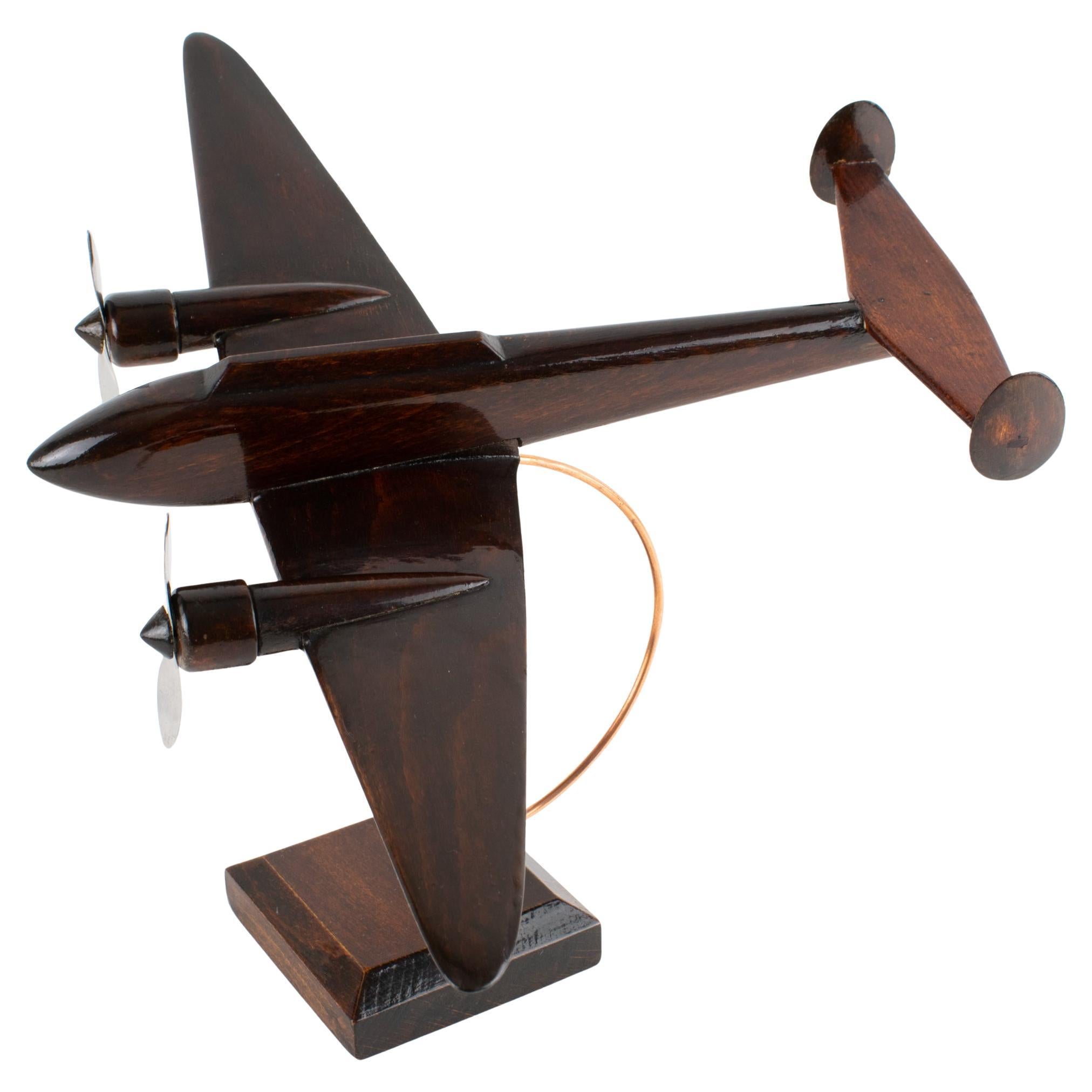 Art Deco Wood and Copper Airplane Aviation Propeller Model, France circa 1930