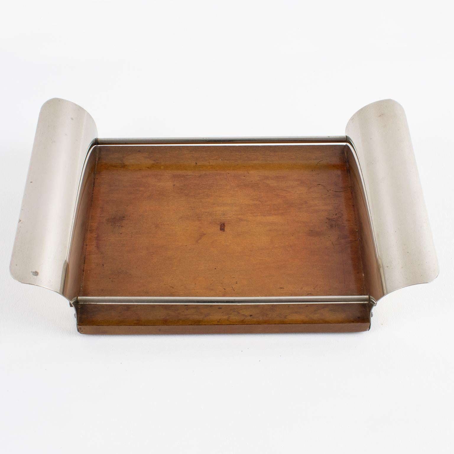 Caja de galletas Art Decó de madera y cristal Tarro de caramelos, Francia Años 30 en venta 3