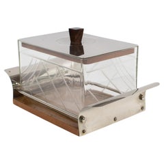 Vintage Art Deco Wood and Crystal Cookie Box Candy Jar, France 1930s