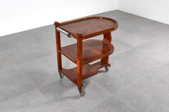 Art Deco Wood and Curved Plywood Bar Cart, Italy, 1930s
