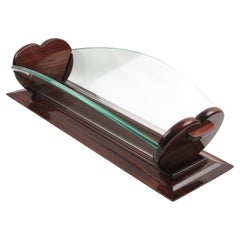 Centro de mesa de madera y cristal Art Déco Cesta, Francia Años 30