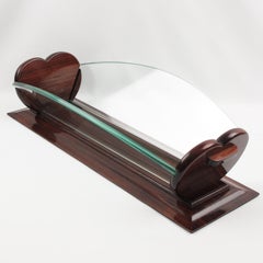 Art Deco Wood and Glass Centerpiece Bowl Basket, France circa 1930