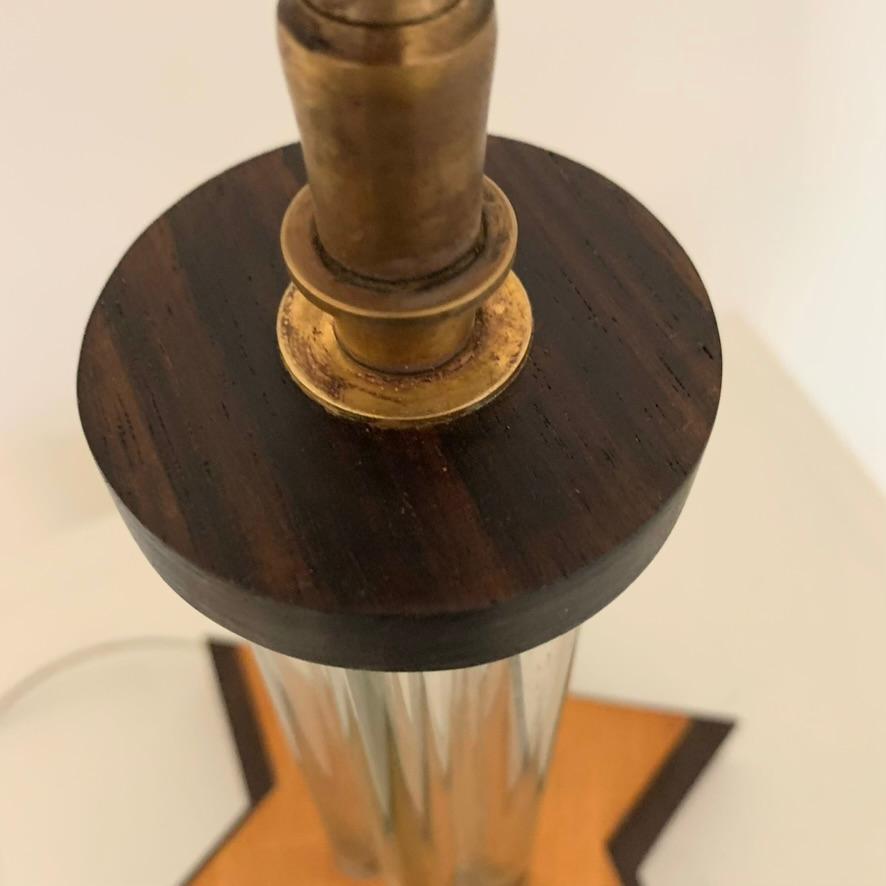 Lámpara de sobremesa Art Decó de madera y cristal, circa 1930, Francia. en venta 8