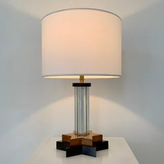 Art Deco Wood and Glass Table Lamp, circa 1930, France.