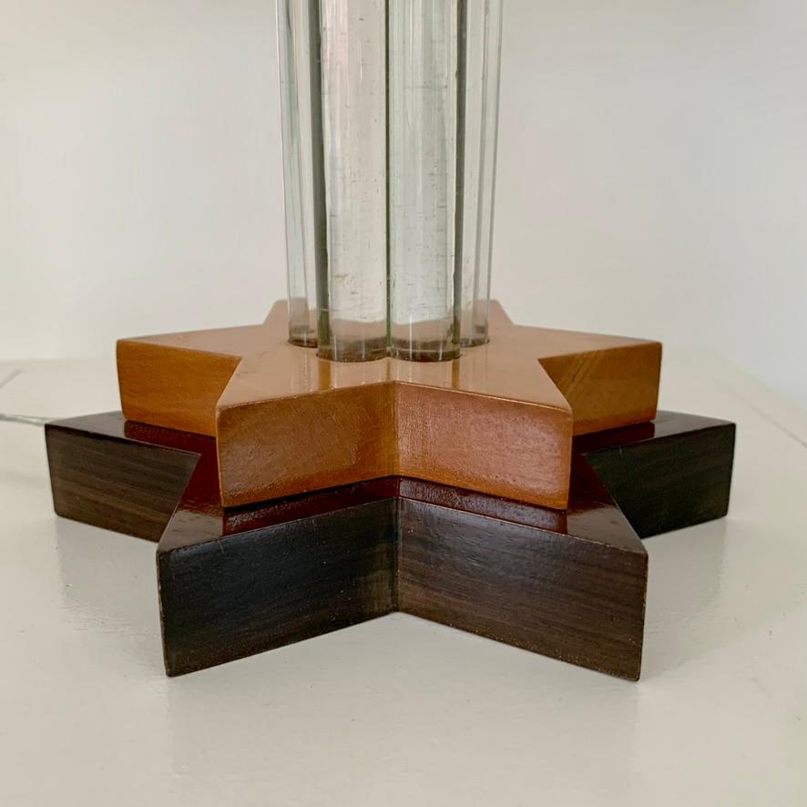 Lámpara de sobremesa Art Decó de madera y cristal, circa 1930, Francia. en venta 1