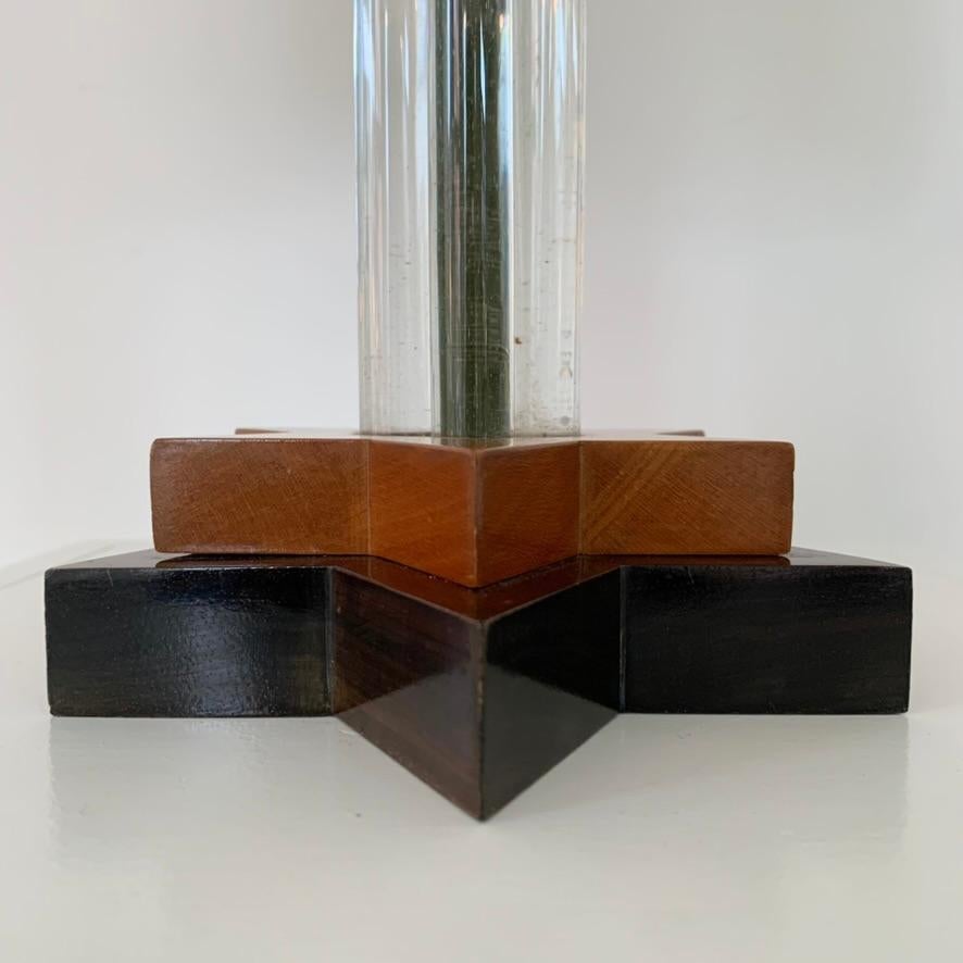 Lámpara de sobremesa Art Decó de madera y cristal, circa 1930, Francia. en venta 2