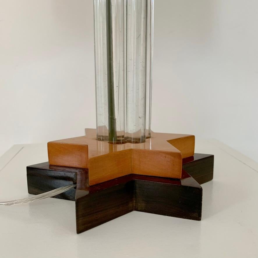 Lámpara de sobremesa Art Decó de madera y cristal, circa 1930, Francia. en venta 3