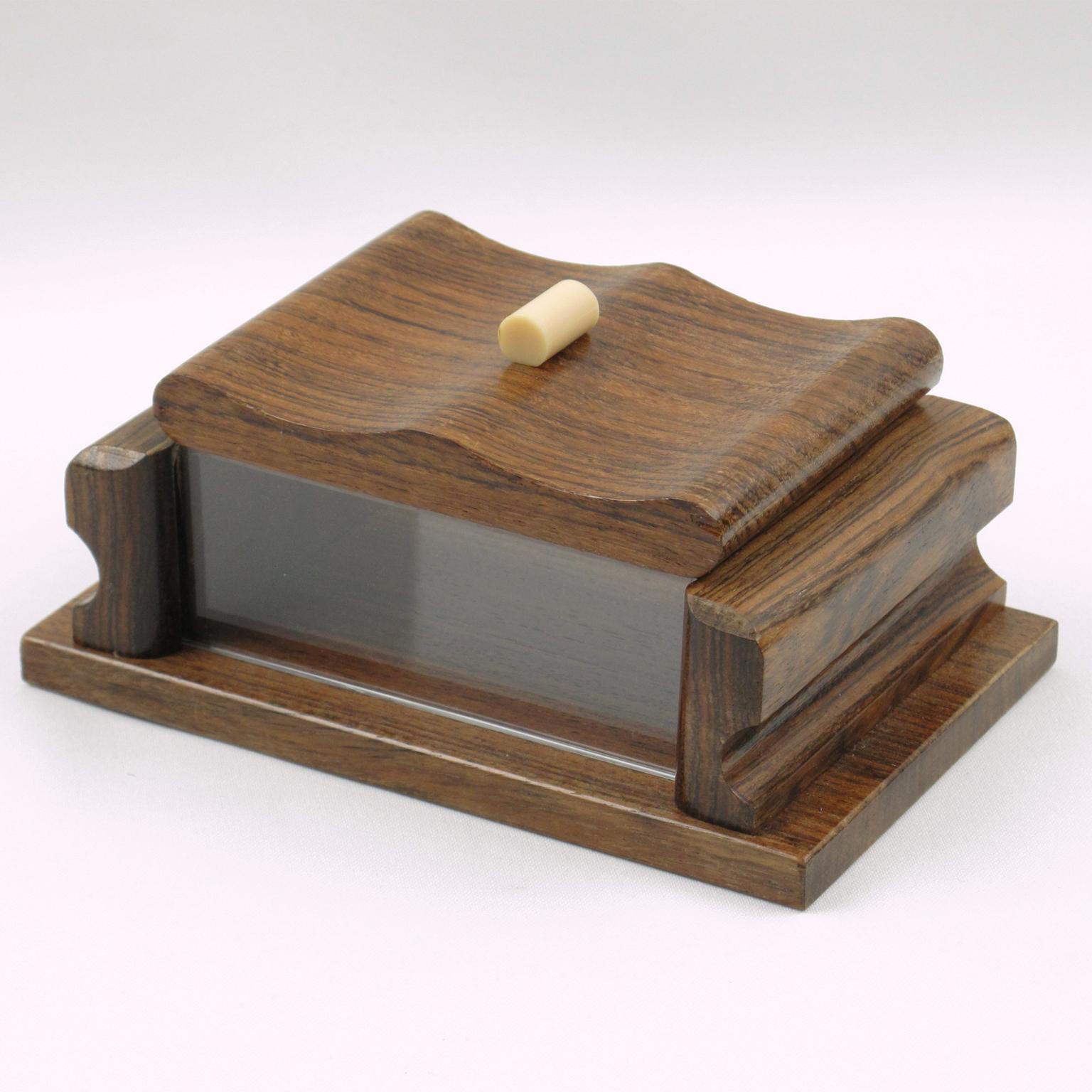 French Art Deco Wood and Lucite Box, 1940s For Sale