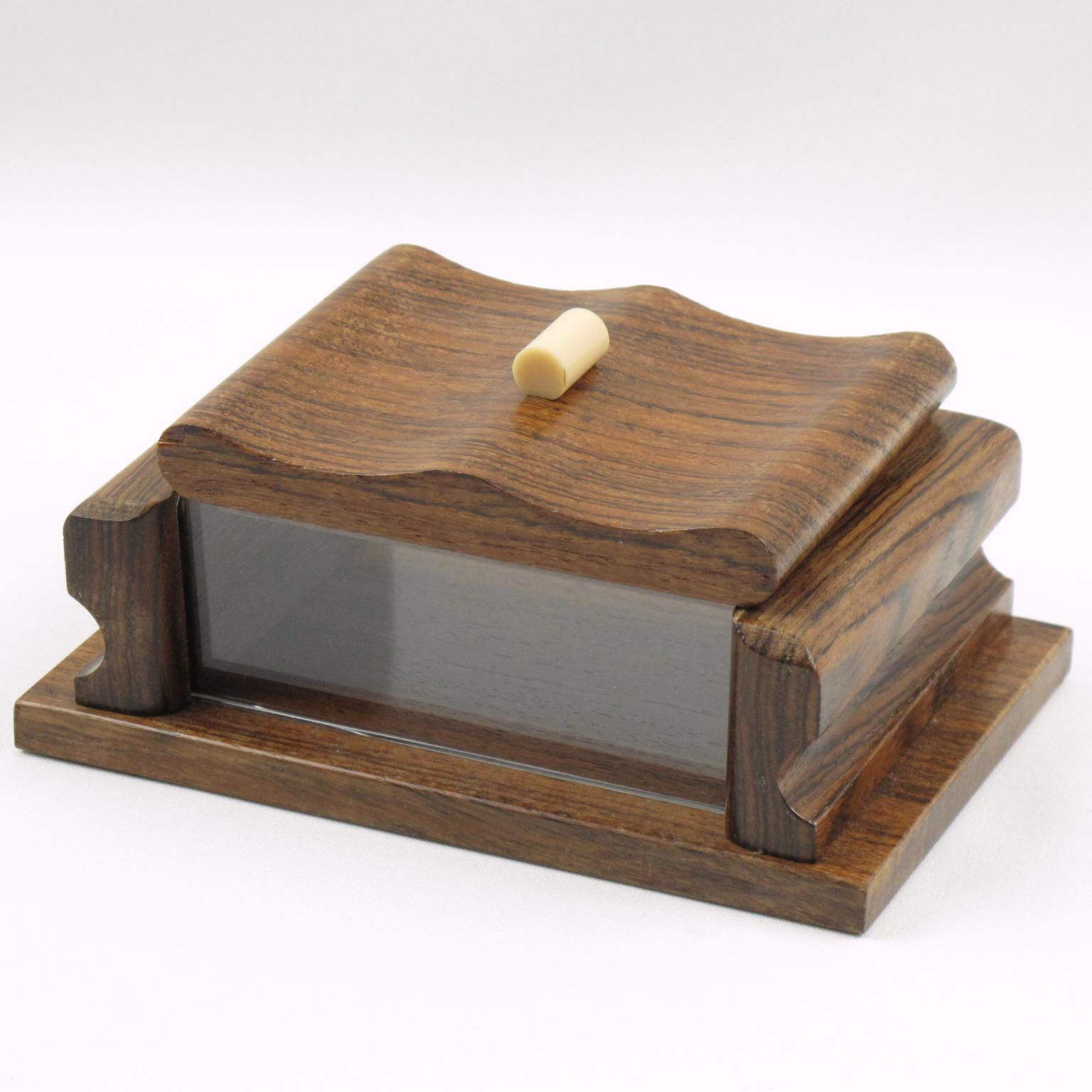 French Art Deco Wood and Lucite Box, 1940s For Sale