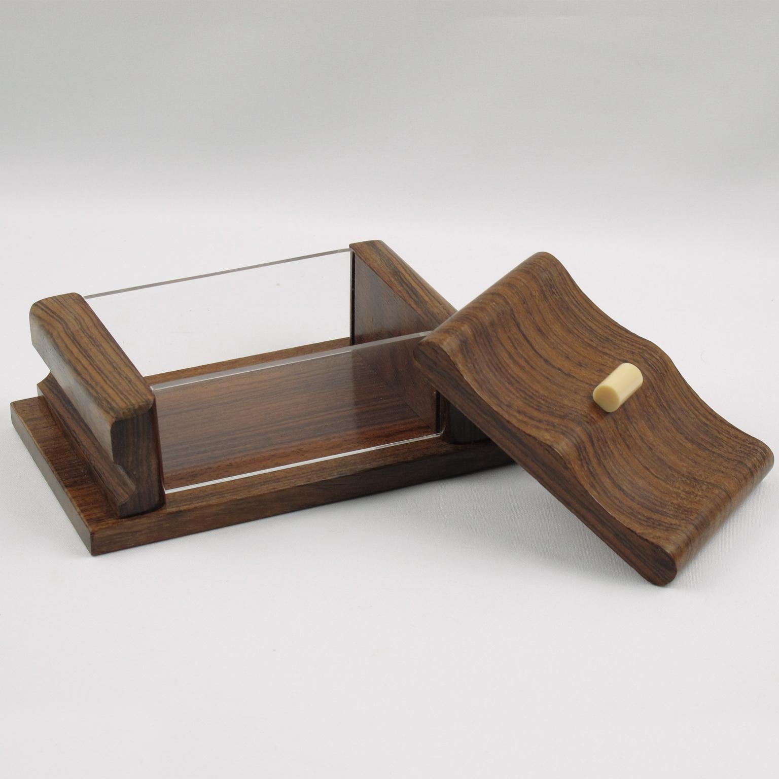 Mid-20th Century Art Deco Wood and Lucite Box, 1940s For Sale