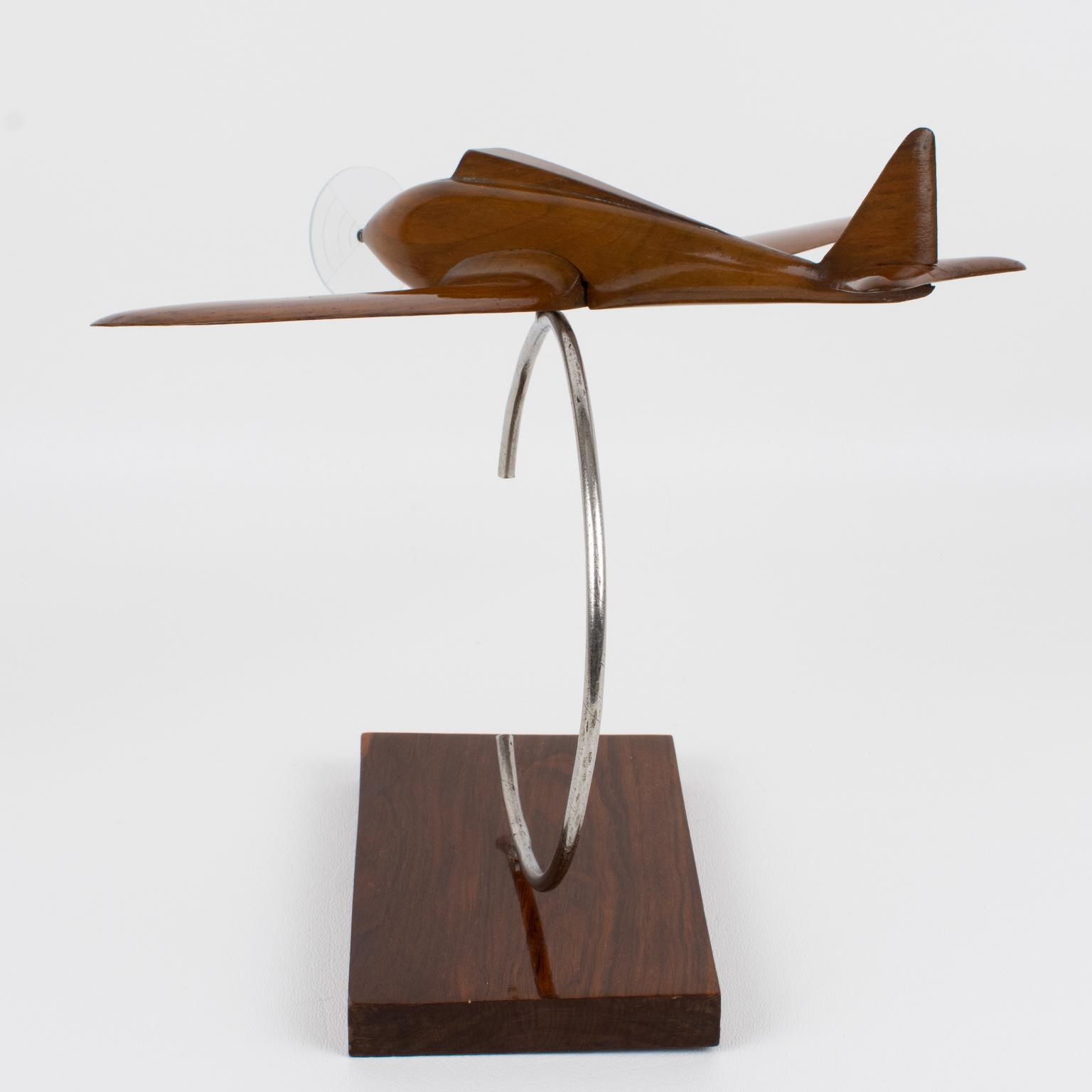 Art Deco Wood and Metal Airplane Aviation Propeller Model, France 1930s In Good Condition For Sale In Atlanta, GA